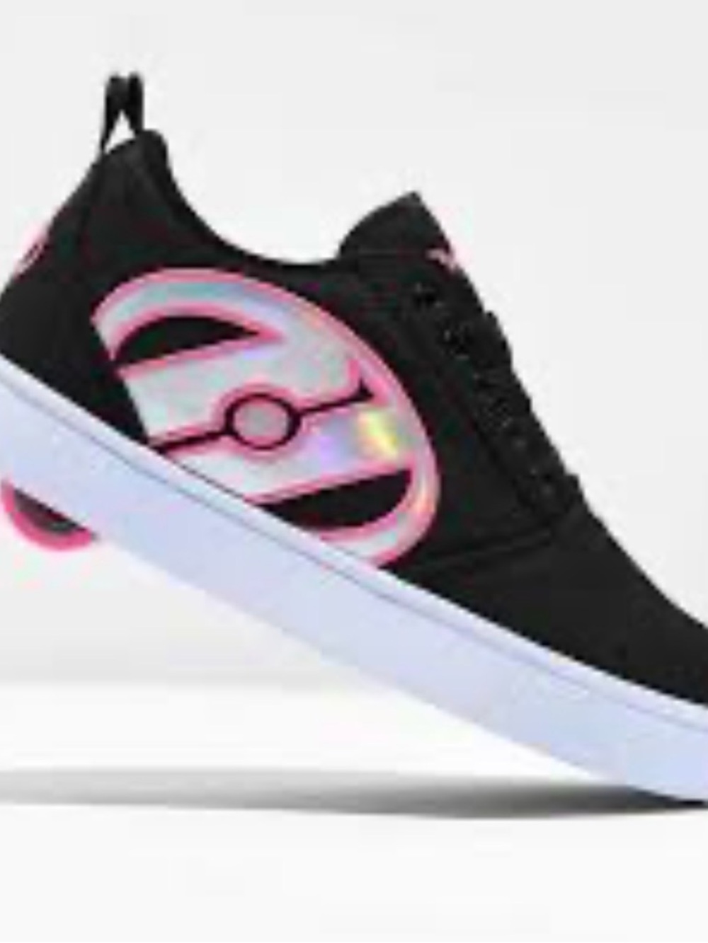 Heelys Kids Black Skate Shoes with Iridescent Pink Logo